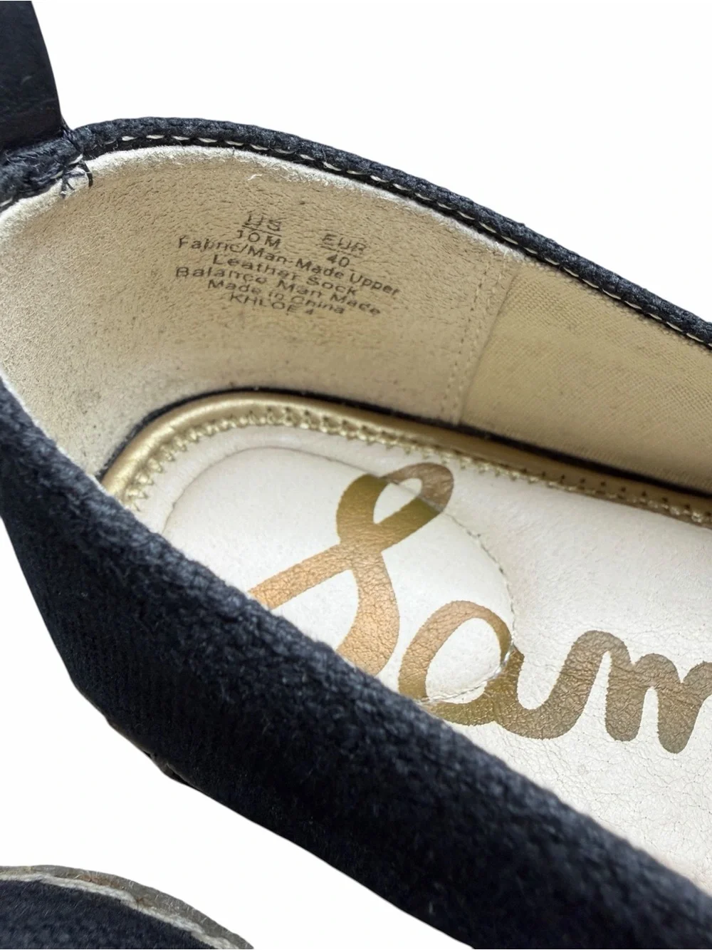 Sam Edelman Khloe Women’s Fabric & Leather Black and Tan Espadrilles Size 10M